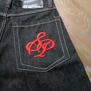 Southpole Men Vintage Shorts Sz 30 Red Belt Red Logo On Back Pocket NWT